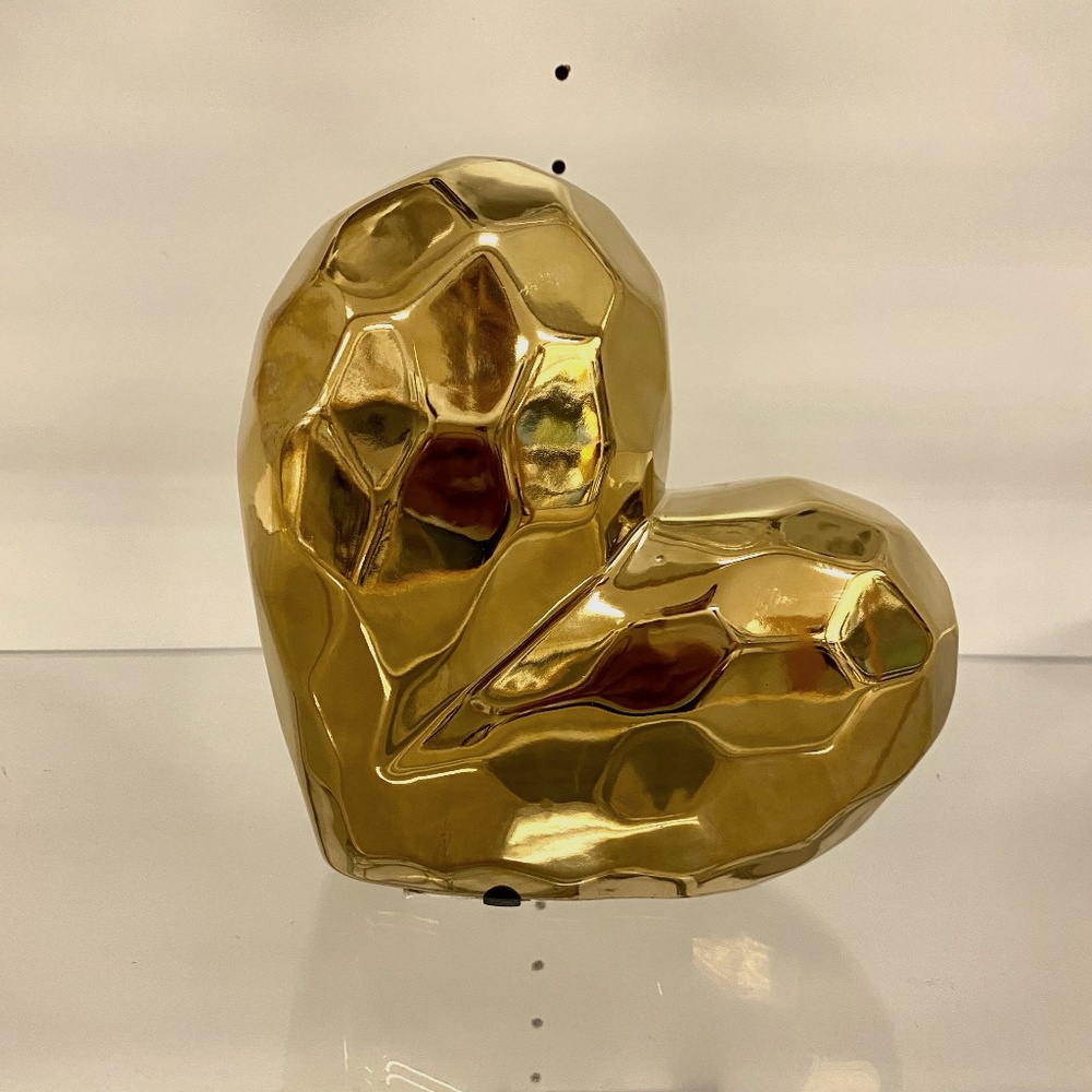 Faceted Brass Heart Table Accent